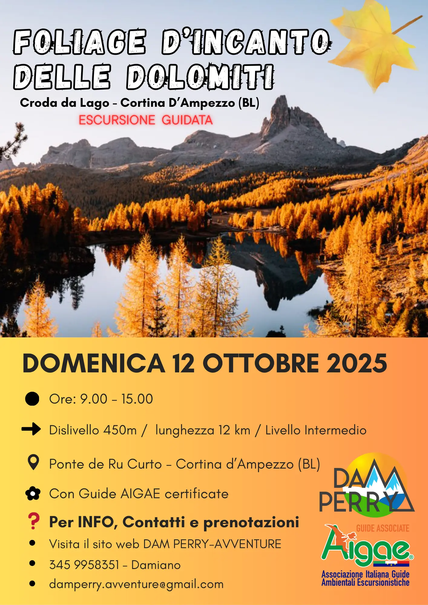 Locandina escursione Foliage d’incanto delle Dolomiti