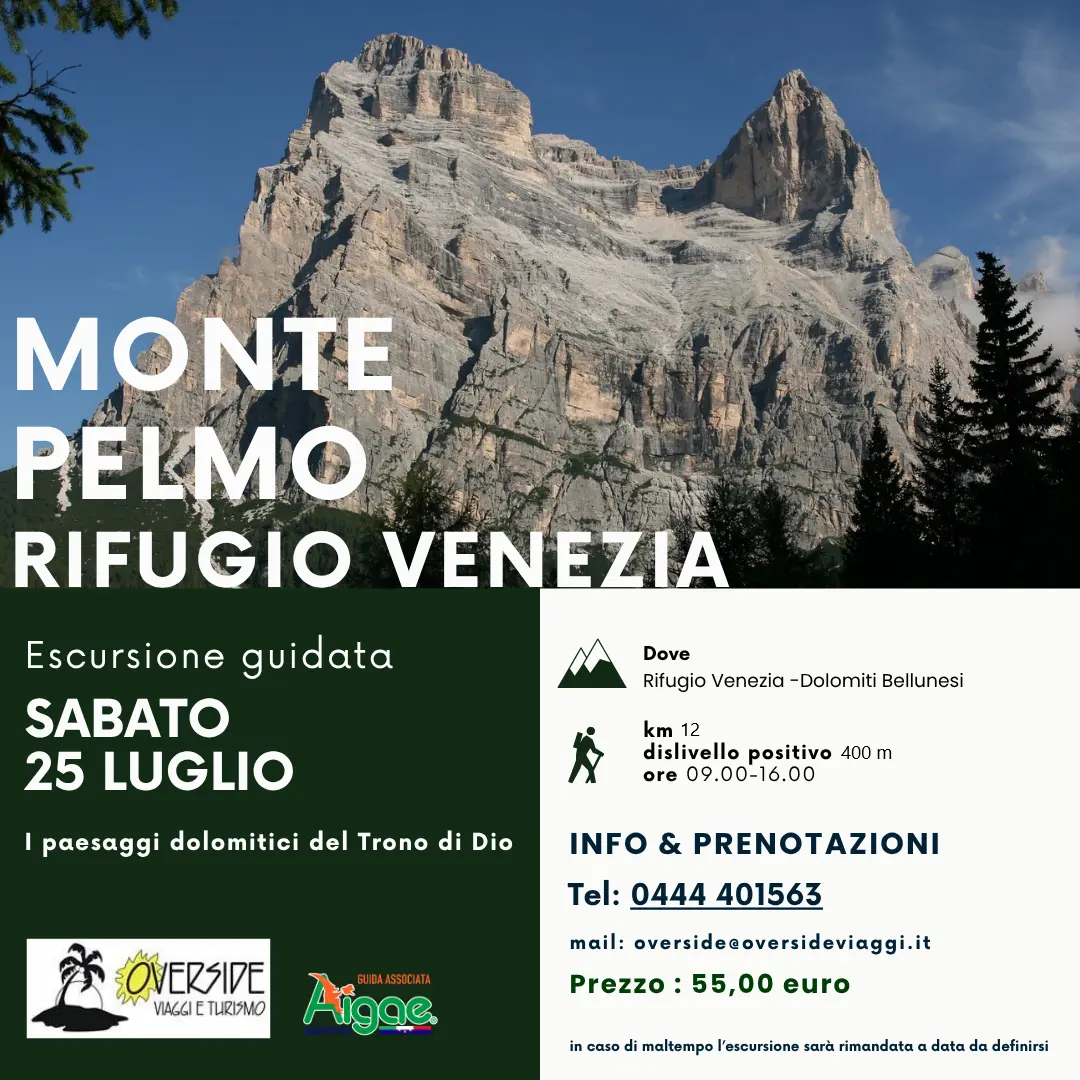 Locandina escursione Rifugio Venezia ai piedi del “Trono di Dio” – il Monte Pelmo