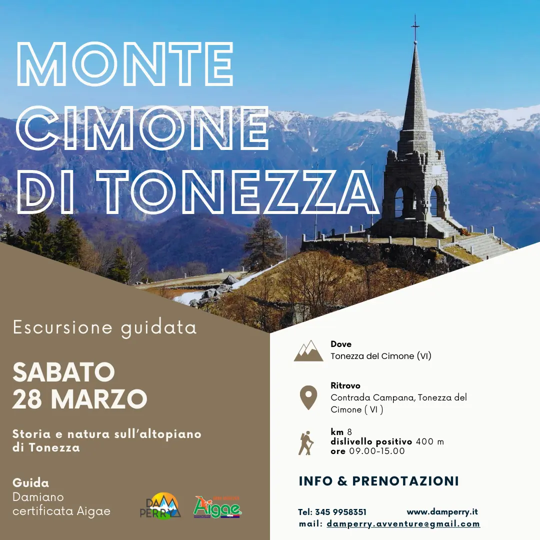 Locandina escursione Monte Cimone – storia e natura sull’altopiano di Tonezza